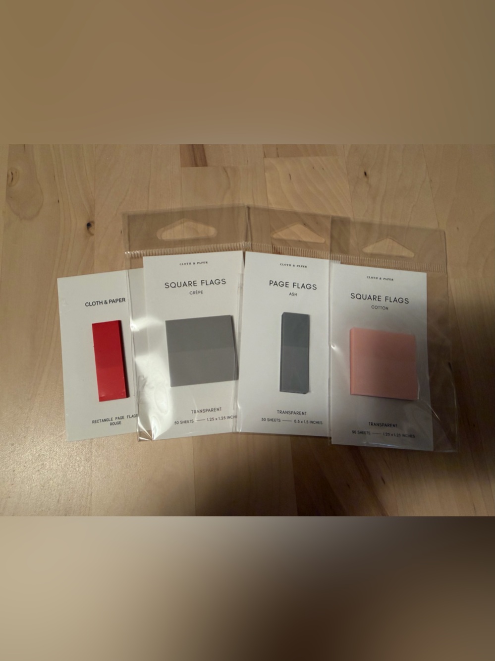 Cloth & Paper Assorted Page and Square Flags - Red, Gray, Peach